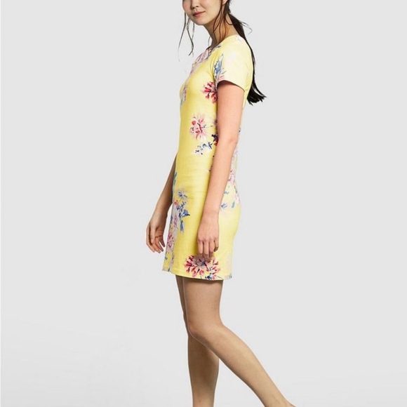 Joules Riviera Print Floral Lemon Yellow Tee Dress - Picture 10 of 12